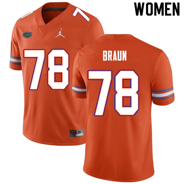 Women #78 Josh Braun Florida Gators College Football Jerseys Sale-Orange